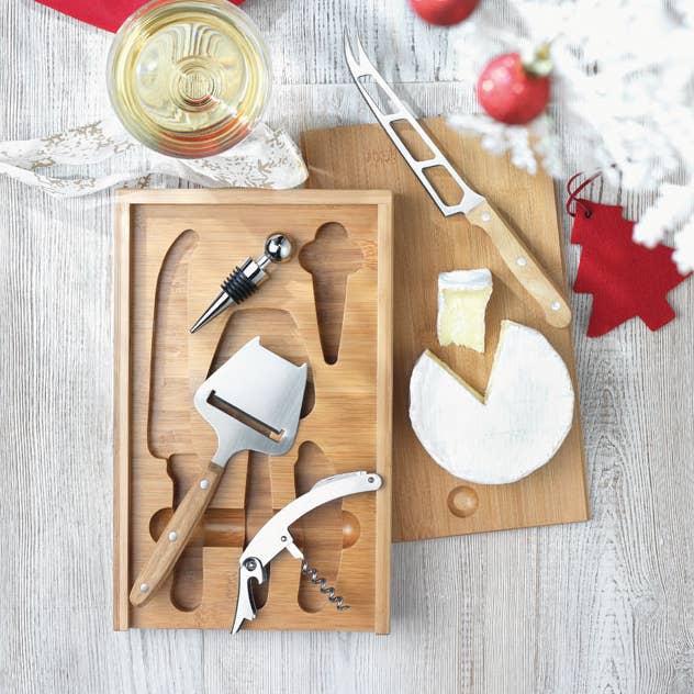 Espacio Solidario - Wholesale Cheese Spreader - CHEESE AND WINE SET Bamboo0