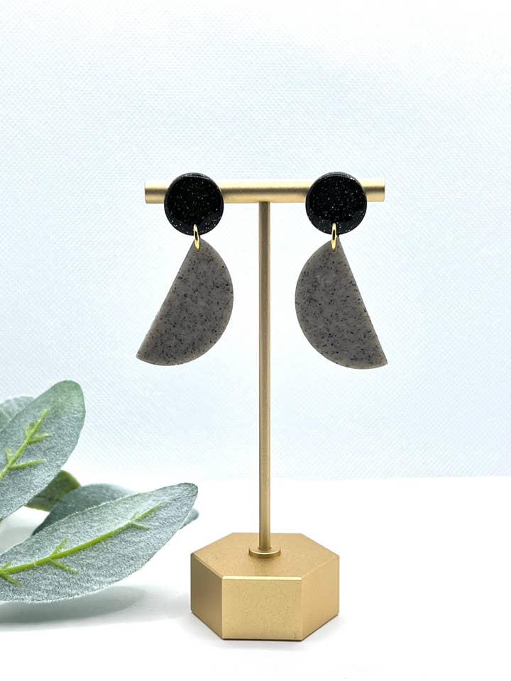 Glitter Black and Granite Clay Dangle Earrings for wholesale by Sunrise and Sage Studio