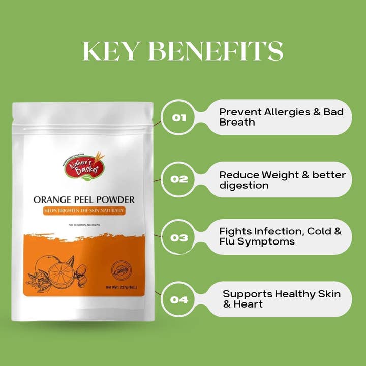Natures Basket - Venta al por mayor Proteínas y superalimentos en polvo - Polvo de Cáscara de Naranja (Citrus Sinensis) Nature's Basket 227g5