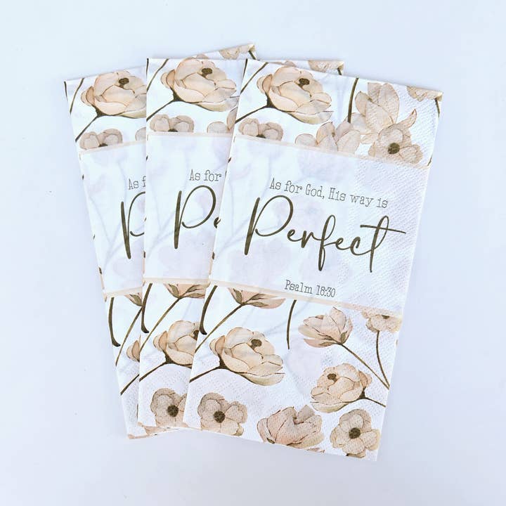 His Way Is Perfect Paper Napkins | 16 ct Scripture Napkins for wholesale by Pearls of Parchment