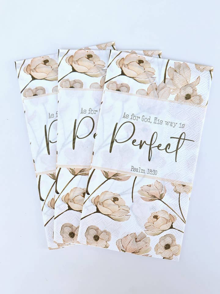 His Way Is Perfect Paper Napkins | 16 ct Scripture Napkins for wholesale by Pearls of Parchment