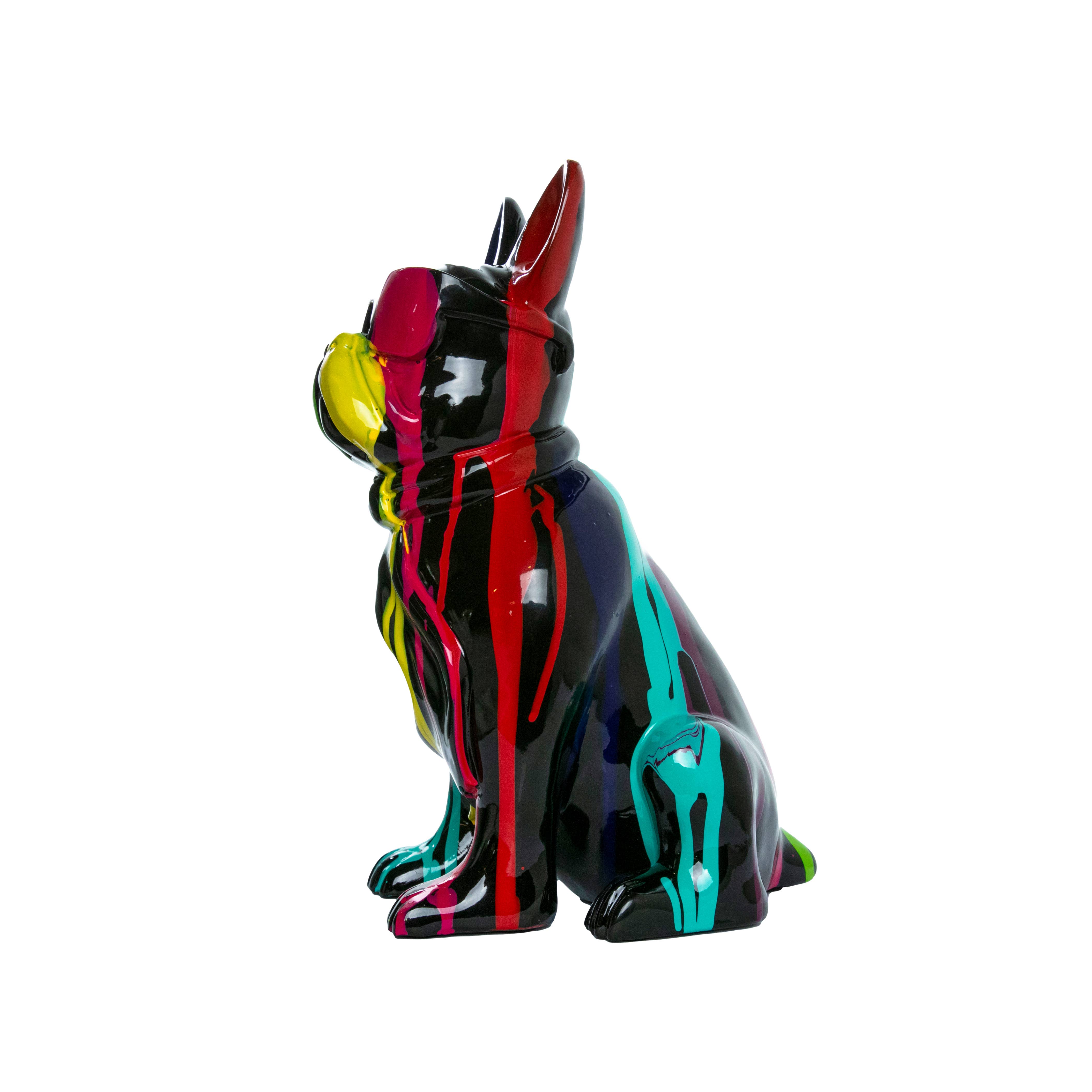 Interior Illusions Plus – Escultura por atacado – Escultura Expressionista Pintada em Bulldog c/ óculos - 14" altura4