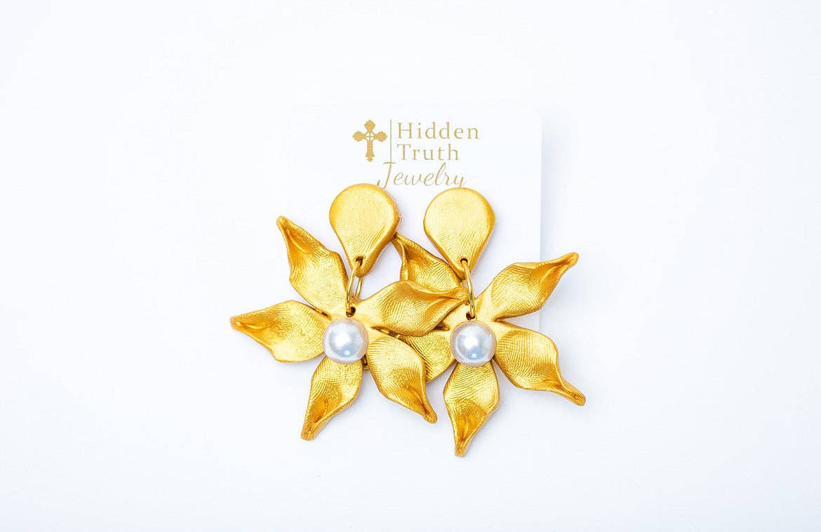 Hidden Truth Jewelry - Wholesale Dangle Earrings - Stargazer Lily & Pearl Dangles0