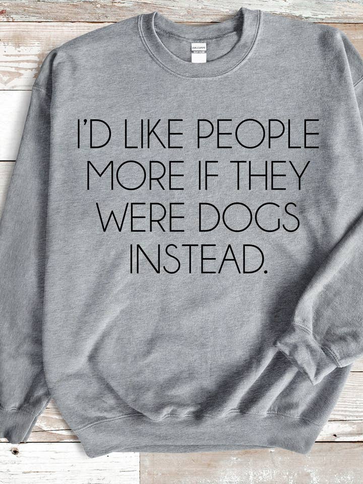 Eu gostaria mais de cães se fossem pessoas em vez de moletom por atacado de American Threadz Apparel