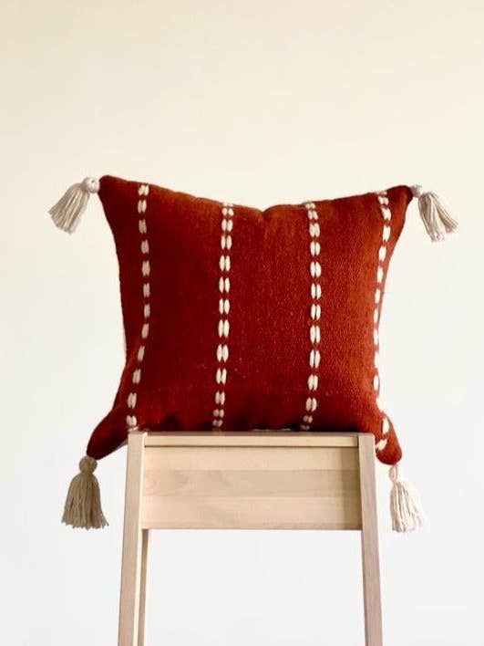 Handwoven Brick Red Gaya Throw Pillow for wholesale by Cushy