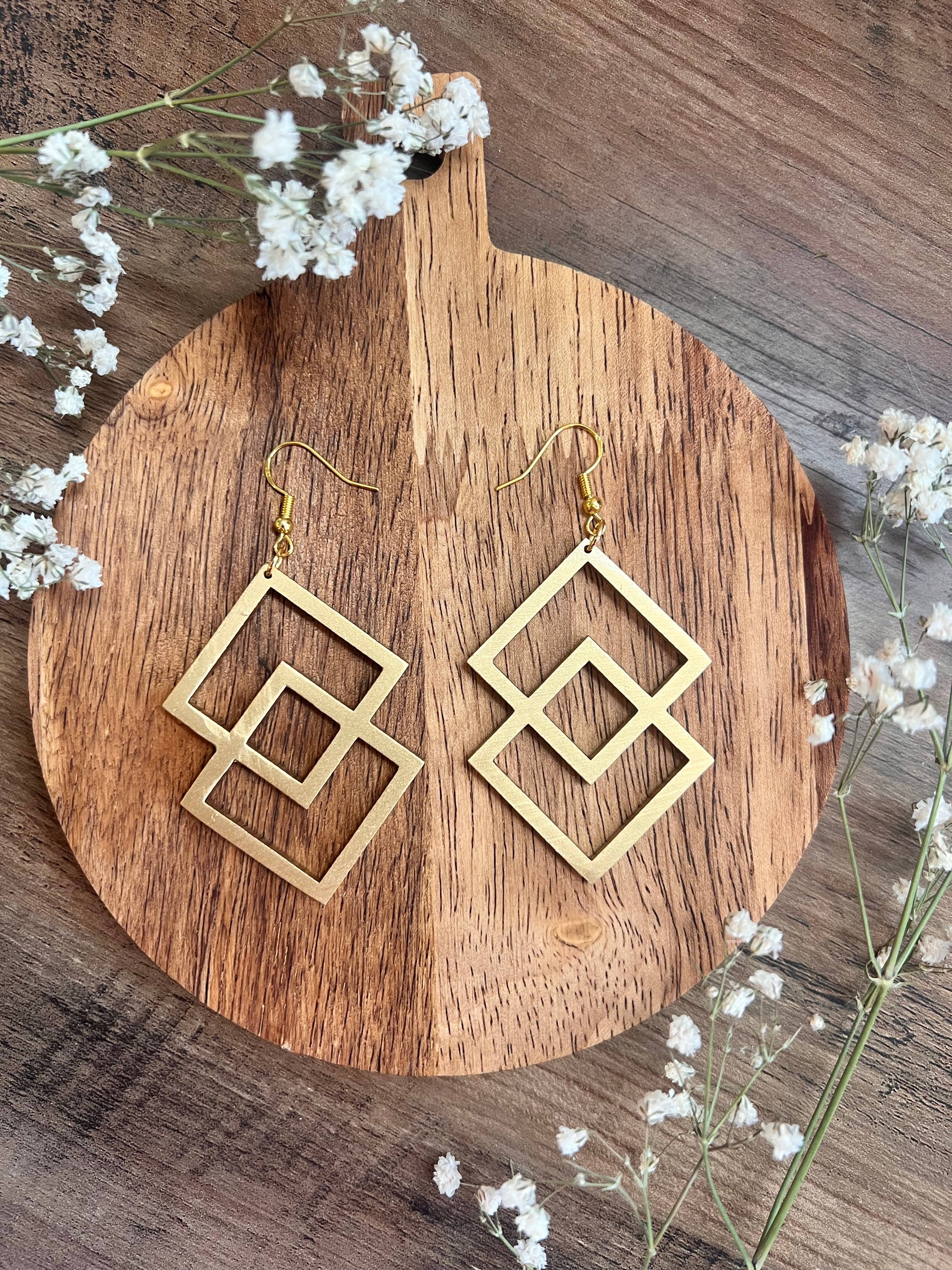 Elby Designs - Wholesale Dangle Earrings - Double Square Earrings0