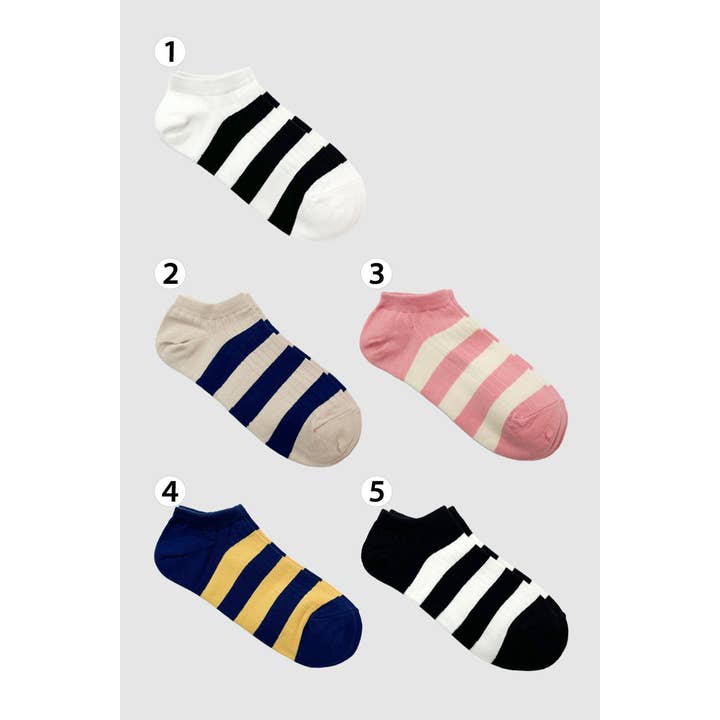 7DAYSSOCKS – wholesale Strumpor - Dam – Kvinnors Ankel Stripe Pleat Strumpor8
