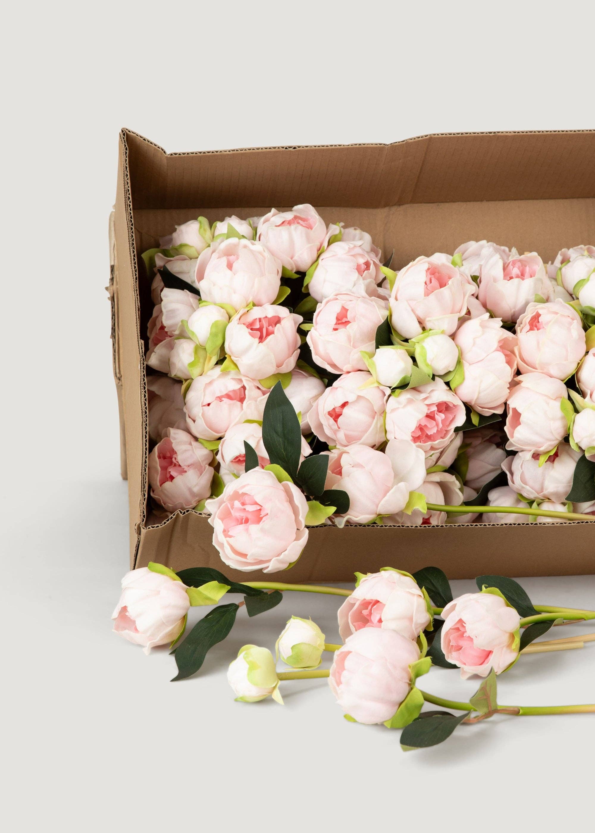 Afloral - Wholesale Artificial Flowers - Case of 10 Pink Real Touch Peony Flower Bundles - 10.5"1