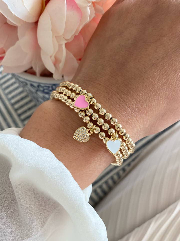 Hjerte charme 14K guld fyldt armbånd for engroshandel hos Elisa Shin Designs