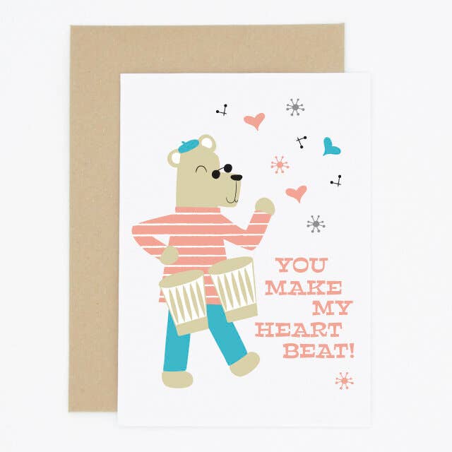 Carte d'amour Jazz Bear pour la vente par Madame Annie et Fils
