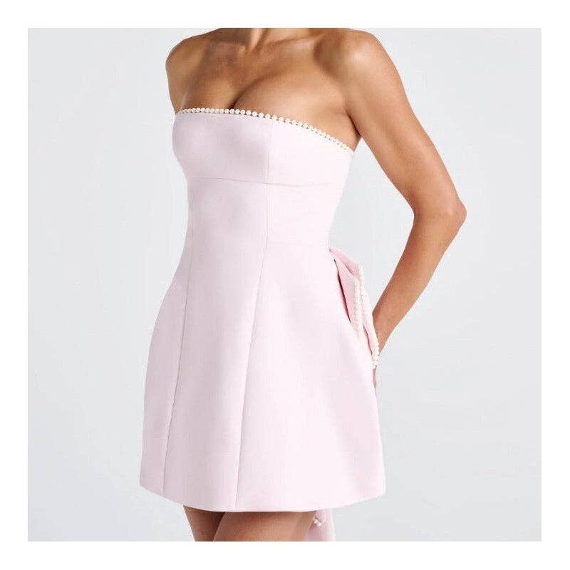 kycozy - Wholesale Dress - Women's - Pearl Bow Fitted Short Dress1