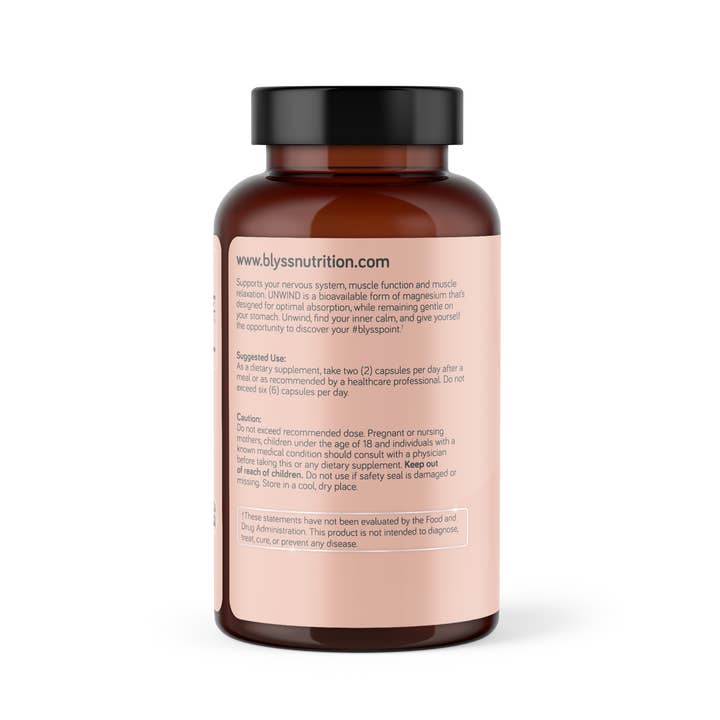 Blyss Nutrition - Wholesale Oral Supplement/Vitamin - PMS, Headaches & Muscle Tension – Bioavailable Magnesium Glycinate 200mg - Supports Nerve Function, Relaxation & Sleep – 120 Capsules8