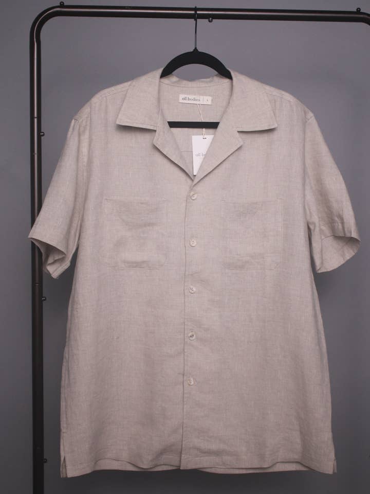 Camicia da uomo 100% lino con colletto e bottoni per la vendita all'ingrosso da parte di All Bodies