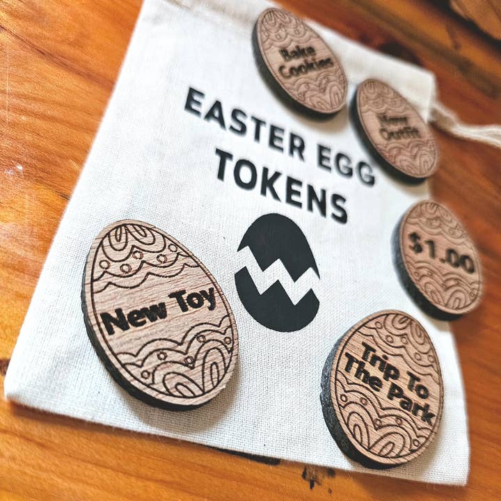 Bringinggroovyback – wholesale Keepsake coin/token – Wooden Easter Tokens – Reusable, Eco-Friendly, fun, gifts.