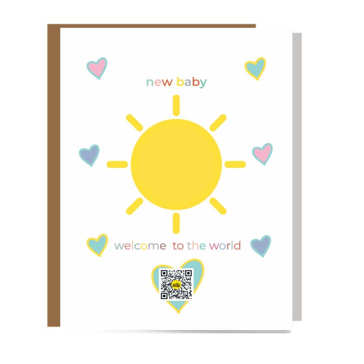 New Baby Welcome to The World Greeting QR Code Card for wholesale by Smile Songs