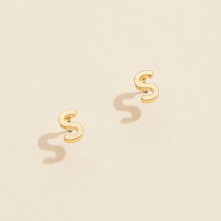 Assorted Initial Metal Stud Earrings for wholesale on Faire2