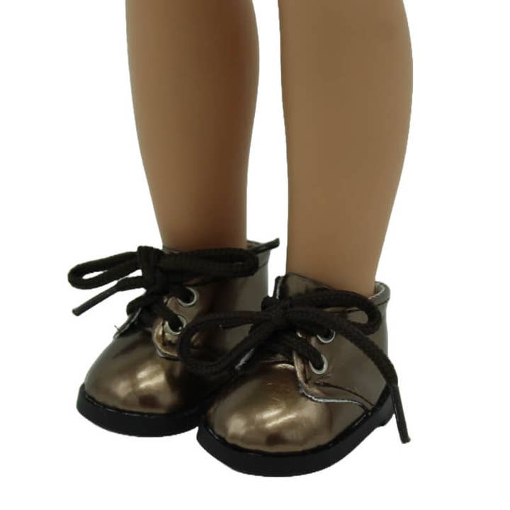 Patent leather boot shoes for dolls Sintra collection, Simona F for wholesale by Folk Artesanía Muñecas