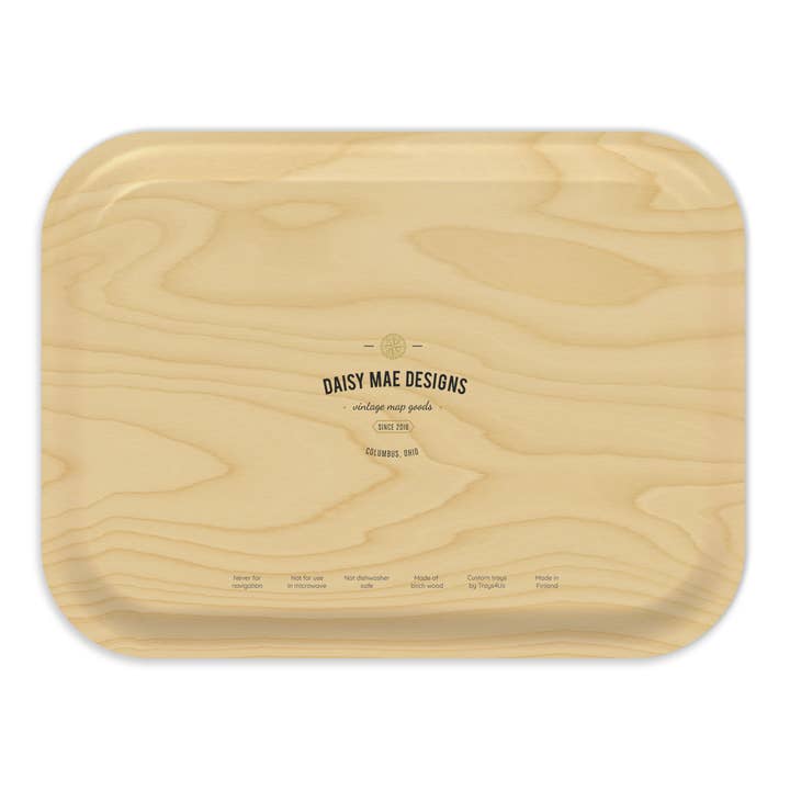 Daisy Mae Designs - Wholesale Decorative Tray - North Carolina Vintage Map Birchwood Serving Tray