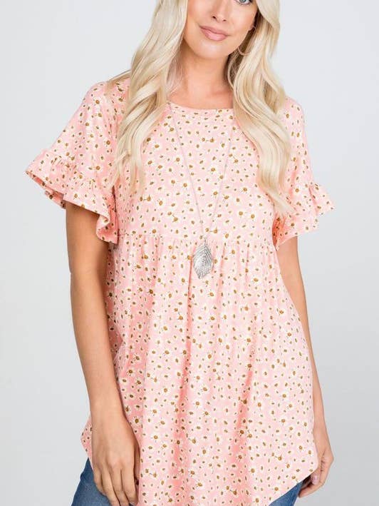 Babydoll-Top aus Stoff mit Blumenmuster für den Großhandel von Rose Mellow Fashion