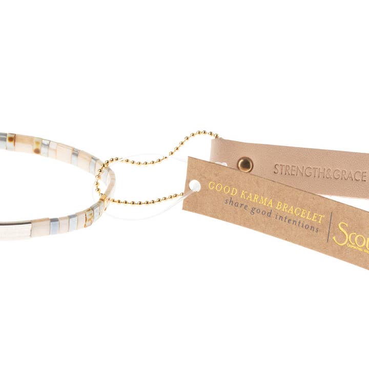 Scout Curated Wears - Wholesale Beaded Bracelet - Good Karma Miyuki Bracelet | Strength & Grace - Ivory/Silver