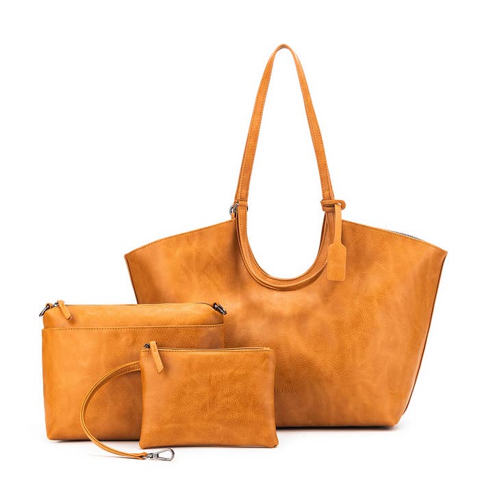 Cielo Tan 3 Piece Handbag Tote for wholesale by BLACK CAVIAR DESIGNS
