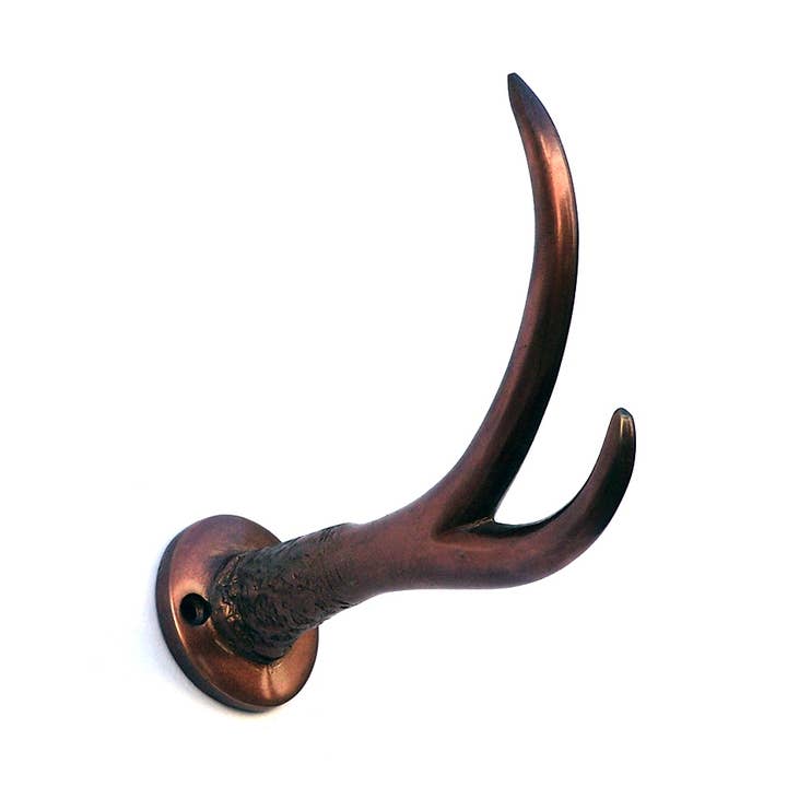 Antique Copper Antler Hook 5" for wholesale by Hampton Nautical