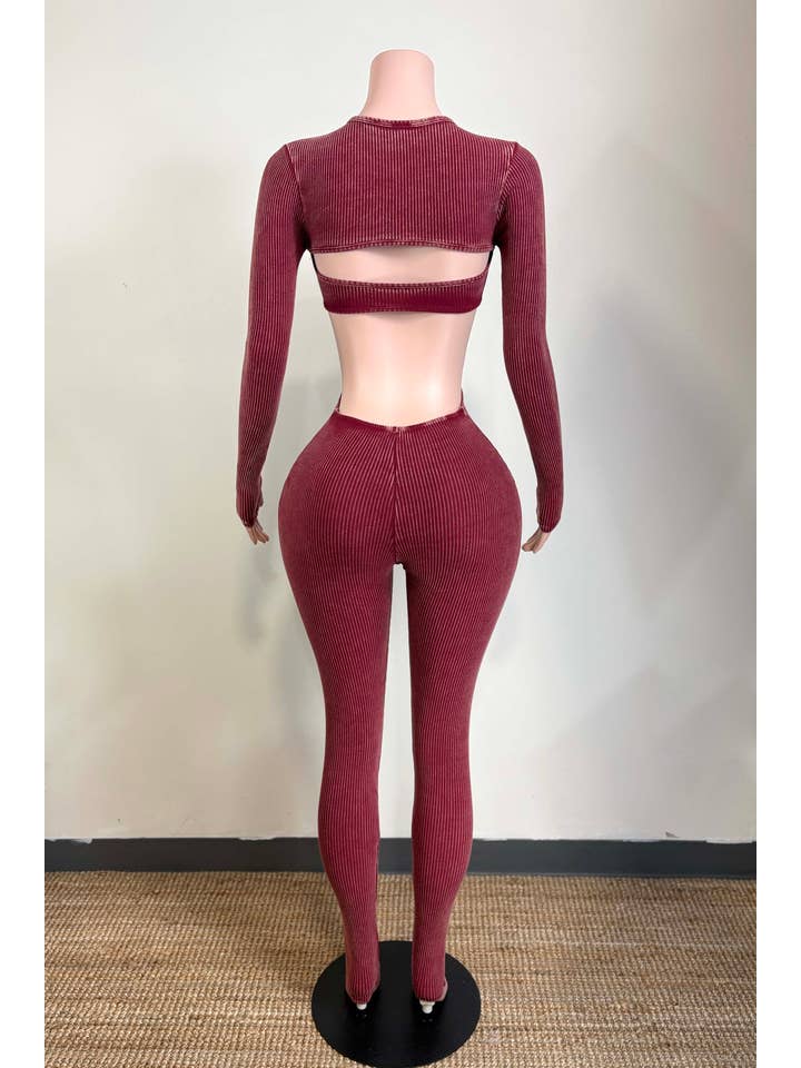 Dalia Studio - Wholesale Jumpsuit - Women's - MINERAL WASH OPEN BACK FRONT CUT-OUT JUMPSUIT7