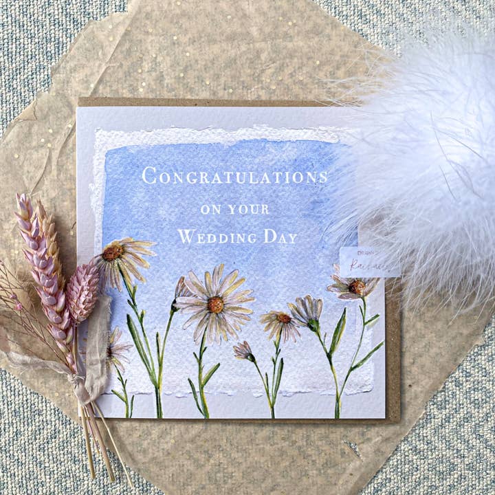 Floral card - Daisy - Wedding for wholesale by Drawn by Rachael