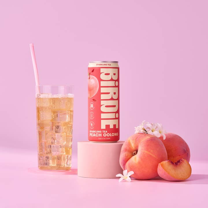 Peach Oolong Sparkling Tea - 12 Pack for wholesale by Birdie Sparkling Tea