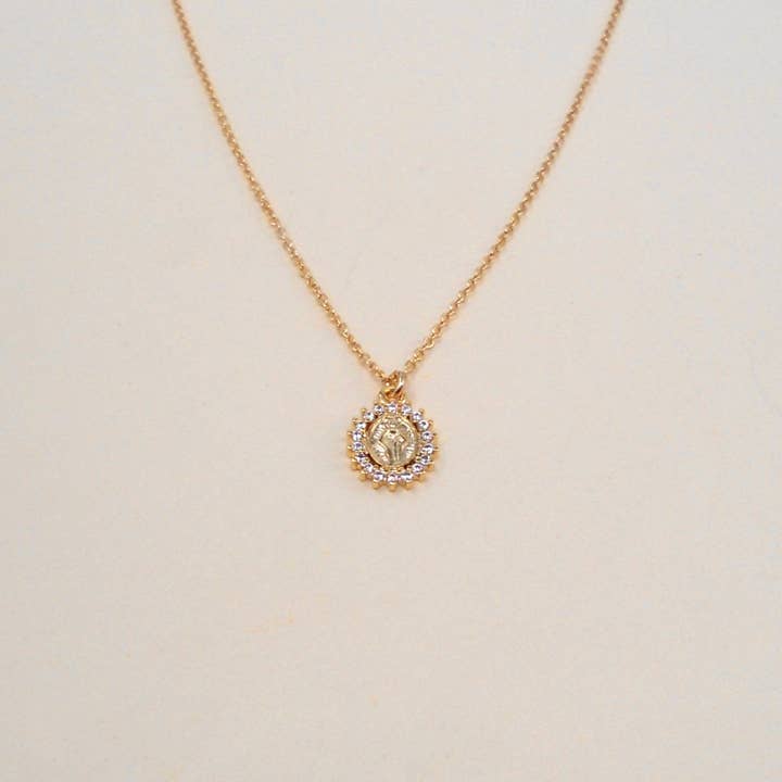 May Martin - Wholesale Pendant/Charm Necklace - CZ Mary Coin Necklace
