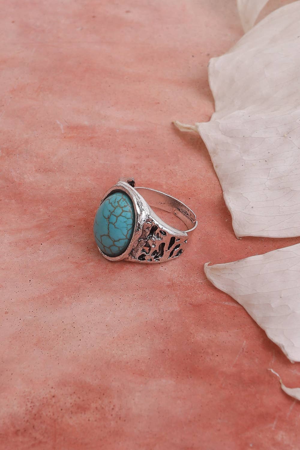 Leto Accessories - Vente Solitaire - Bague turquoise ajustable taille ovale bohème2