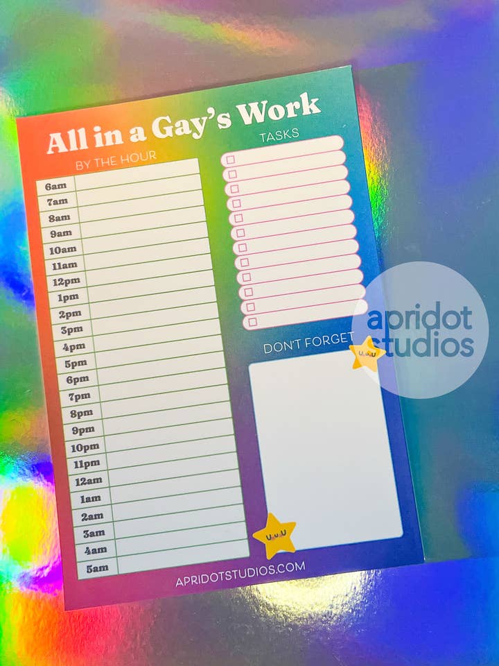 All in a Gay's Work Notepad for wholesale by Apridot Studios