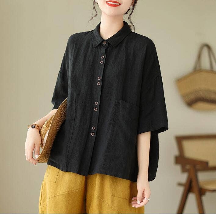 Whisper Mint - Wholesale Button Down Shirt - Women's - Casual Loose-Fit Shirt| Button-Up Overshirt Large Pockets5