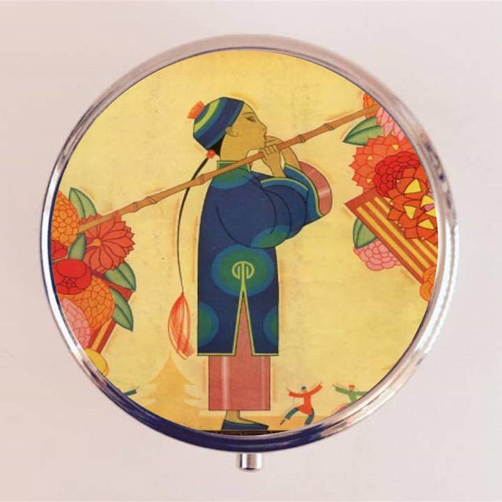Chinese Boy Pill Box Case Pillbox Holder Trinket Stash Box Asian Art China for wholesale by FringePop