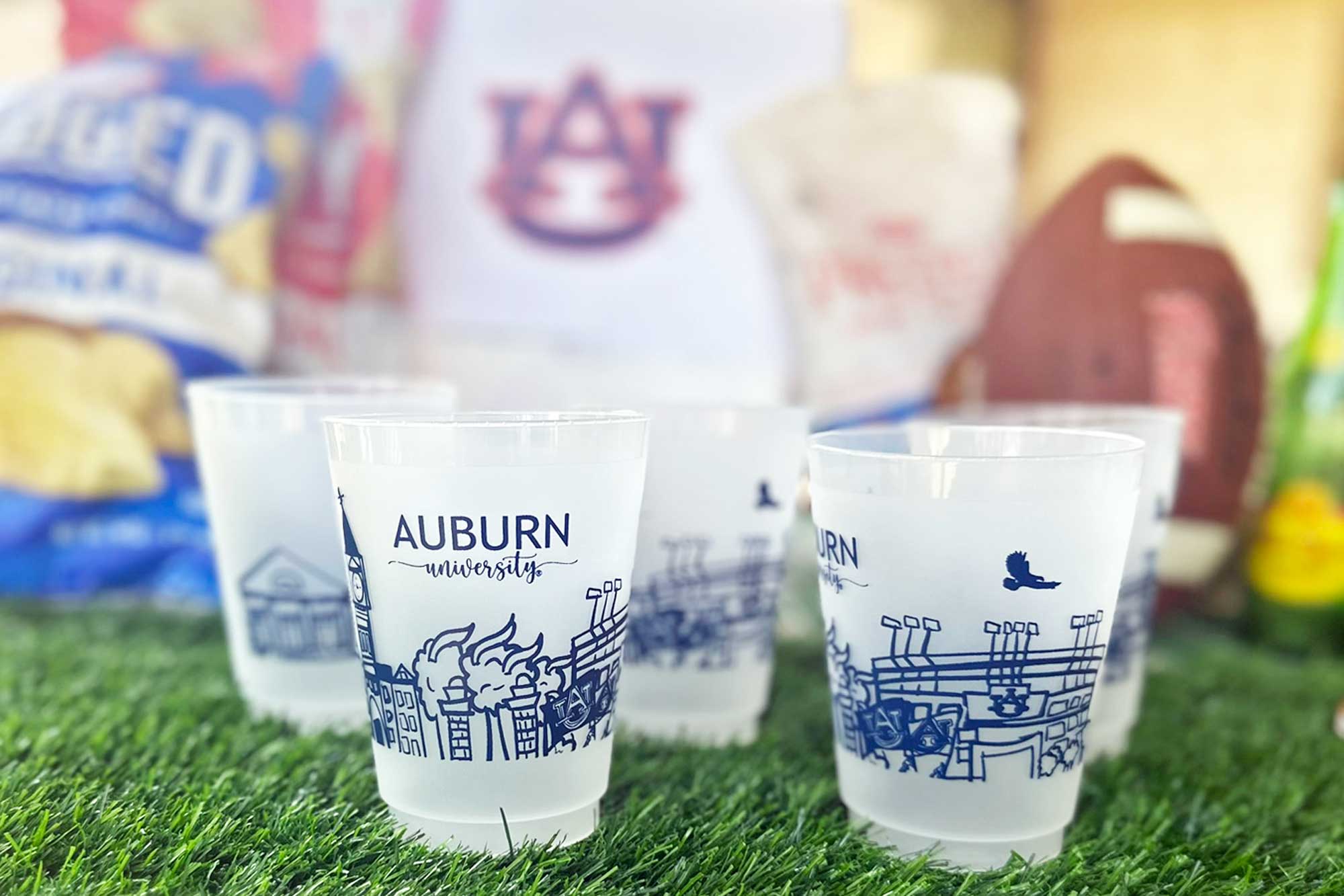 Two Funny Girls - Wholesale Disposable Cup - Shatterproof Cup 10 Pack {Auburn University Skyline}2