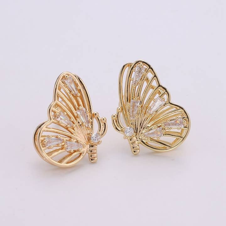 Boucles d'oreilles papillon en or • boucles d'oreilles papillon • Boucles d'oreilles audacieuses • Boucles d'oreilles statement • Grandes boucles d'oreilles • boucles d'oreilles en or Q-349 pour la vente par Aim Eternal