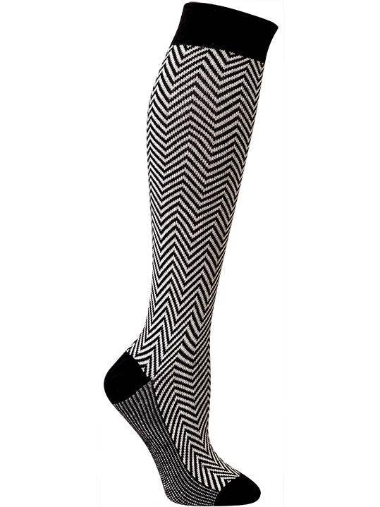 Elizabeth Ebony Herringbone Organic Cotton Knee High Socks for wholesale by RocknSocks