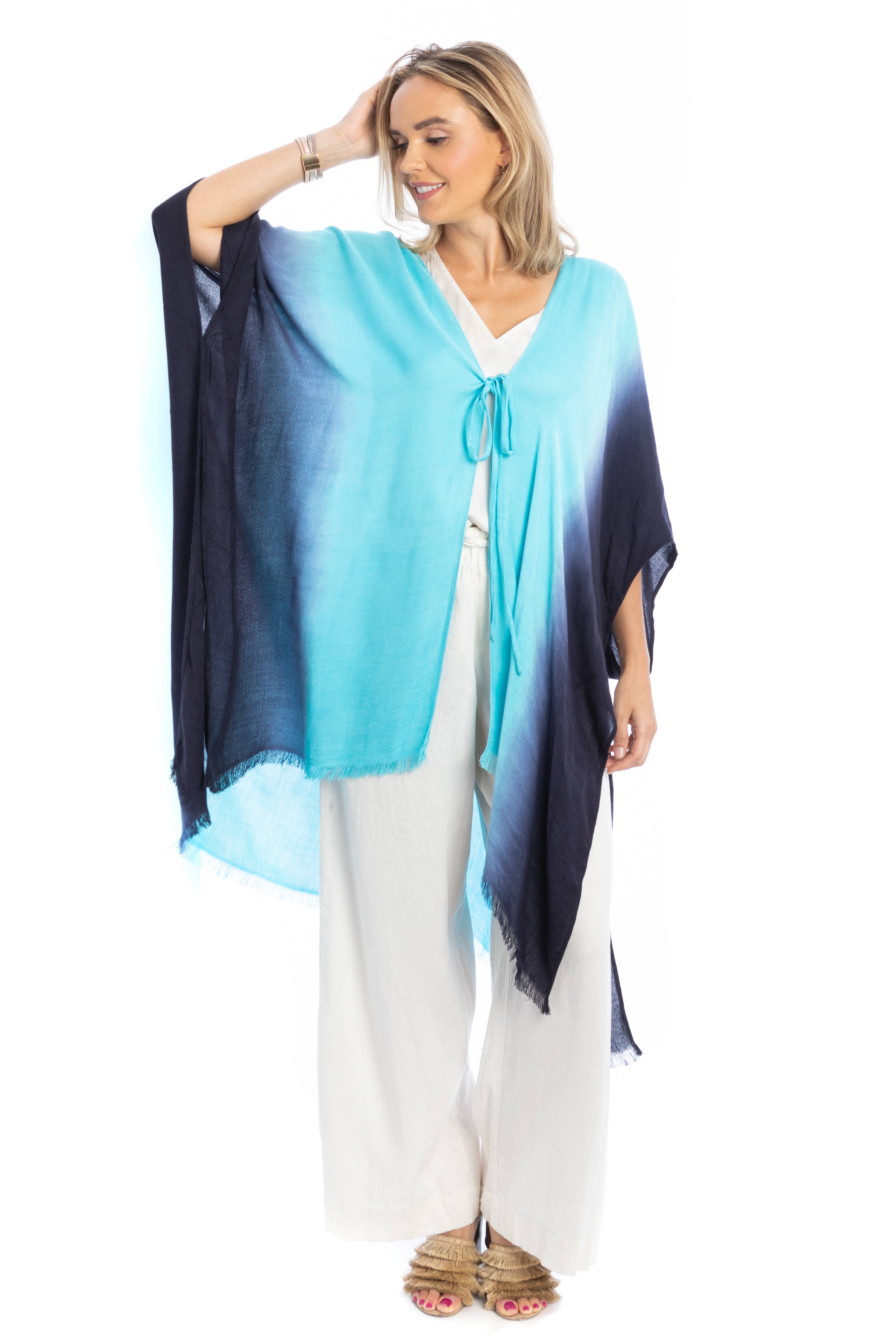 SAACHI - Wholesale Kimono - Women's - Ombre Tie Cover Up Kimono10