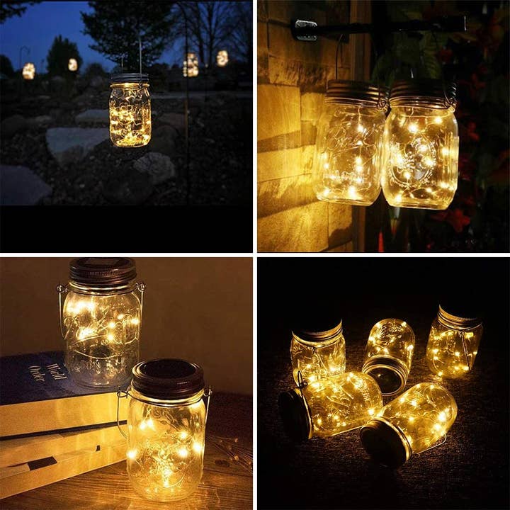 YI LIGHTING LLC - Wholesale Lantern - Set of 6 Solar Outdoor Hanging Lanterns with Mason Jars4