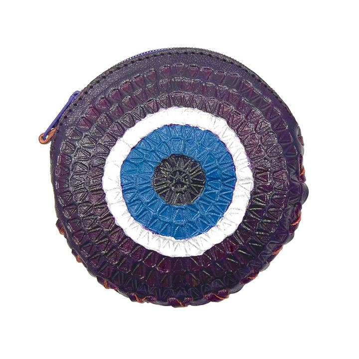 Pichincha - Wholesale Coin Purse - Women's - Round Evil Eye Leather Embossed Coin Purse Pouch Bag3