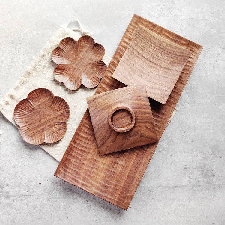 Gohobi （We cover U.S. import duties） – wholesale Underlägg – Gohobi Valnöt Blomformade Glasunderlägg7