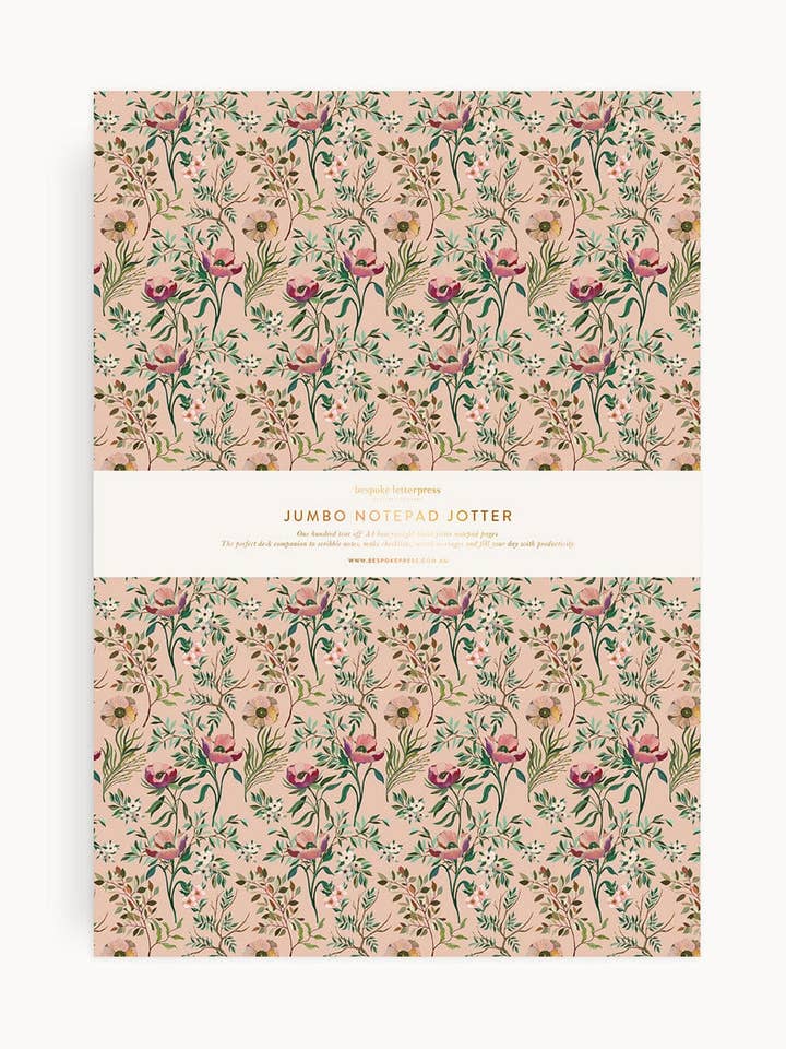 Dancing Poppies Notepad Jumbo Jotter for wholesale by Bespoke Letterpress