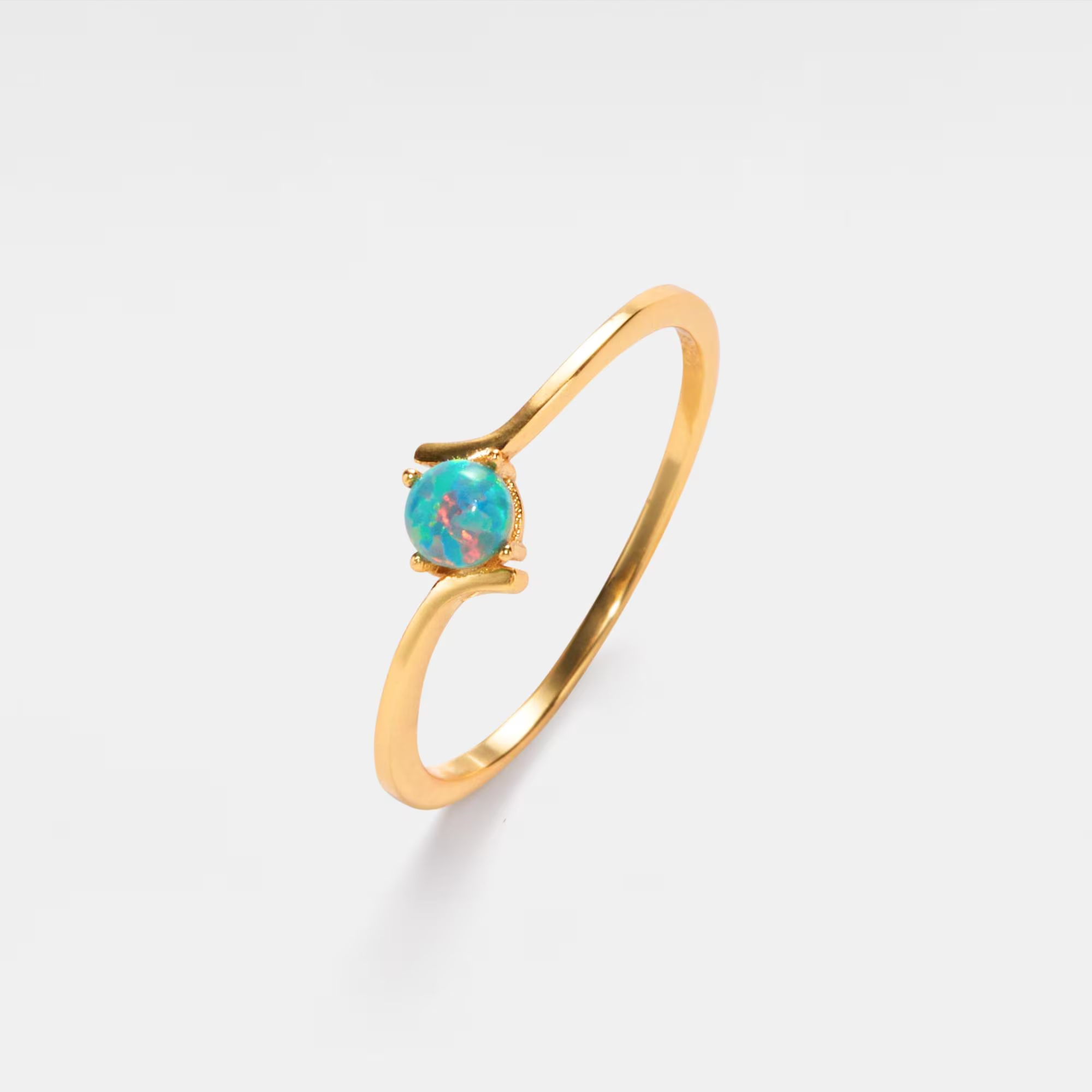 Perimade & Co. LLC - Wholesale Single Stone/Solitaire Ring - Natural Opal Stacking Thin Band Ring in 925 Sterling Silver6
