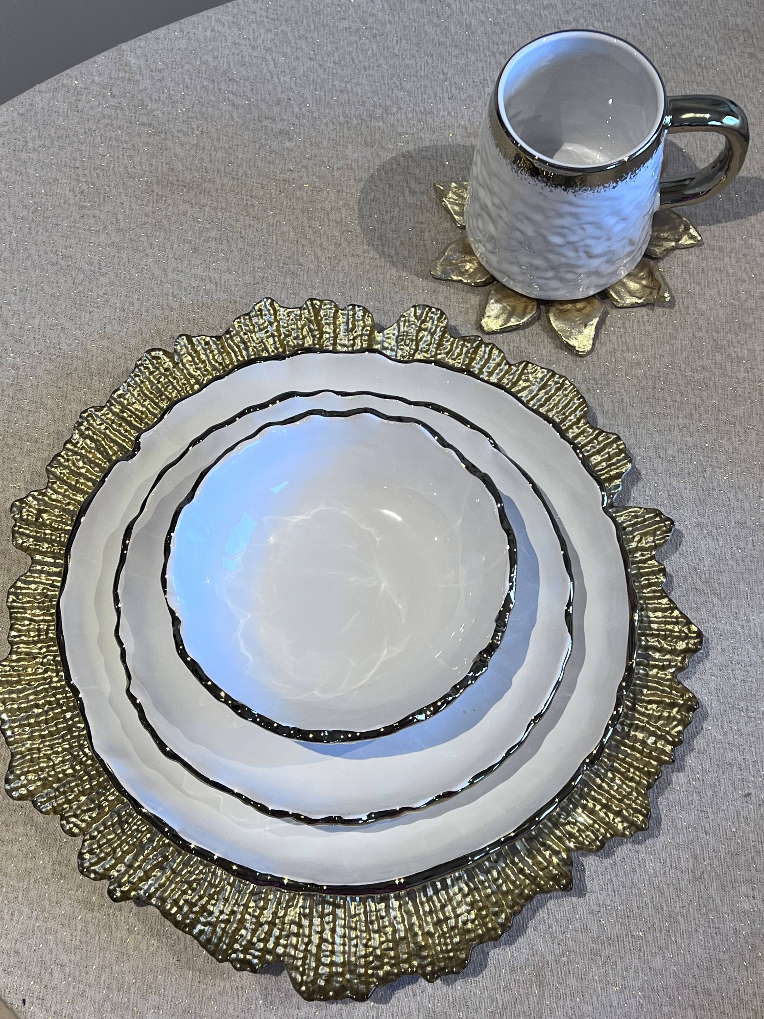 CLASSIC TOUCH DECOR INC. - Wholesale Charger Plate - Gold Flower Shaped Chargers - Set Of Four5