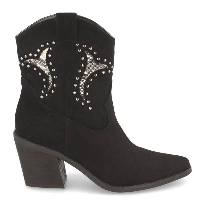 Women's Heeled Boot with Studs and Snake Embroidery for wholesale by Brideluxe Mayorista
