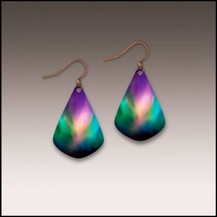 Northern Lights Flowerbud Short Drop Earrings for wholesale by Illustrated Light & DC Designs