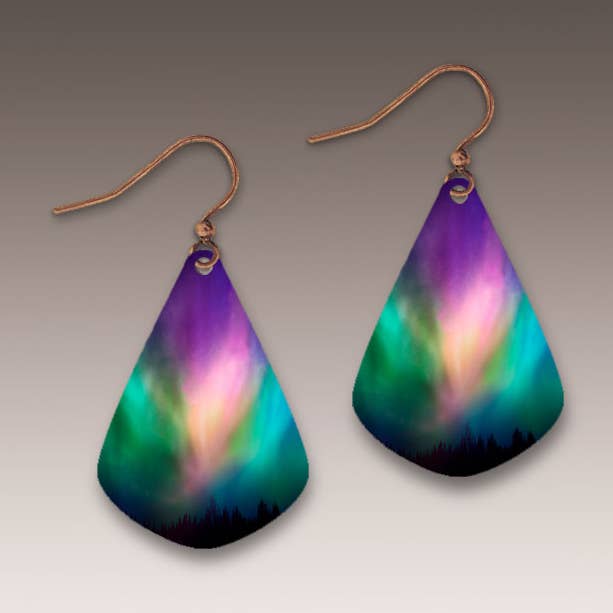 Northern Lights Flowerbud Short Drop Earrings for wholesale by Illustrated Light & DC Designs