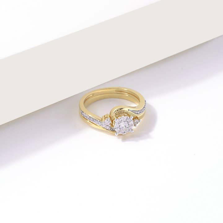 1/3ct TDW Diamond Bypass Bridal Set in 10K Gold for Women for wholesale by De Couer New York