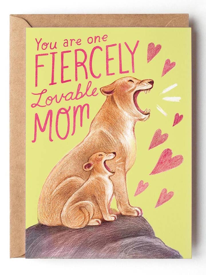 Lioness Wildlife Art Card for Mom - Mother's Day & Birthday for wholesale by Cats In Cardigans
