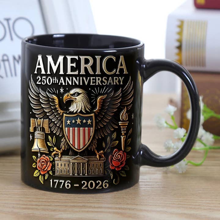 America 250th Anniversary Ceramic Mug, Patriotic Eagle Mug for wholesale by Tevatino